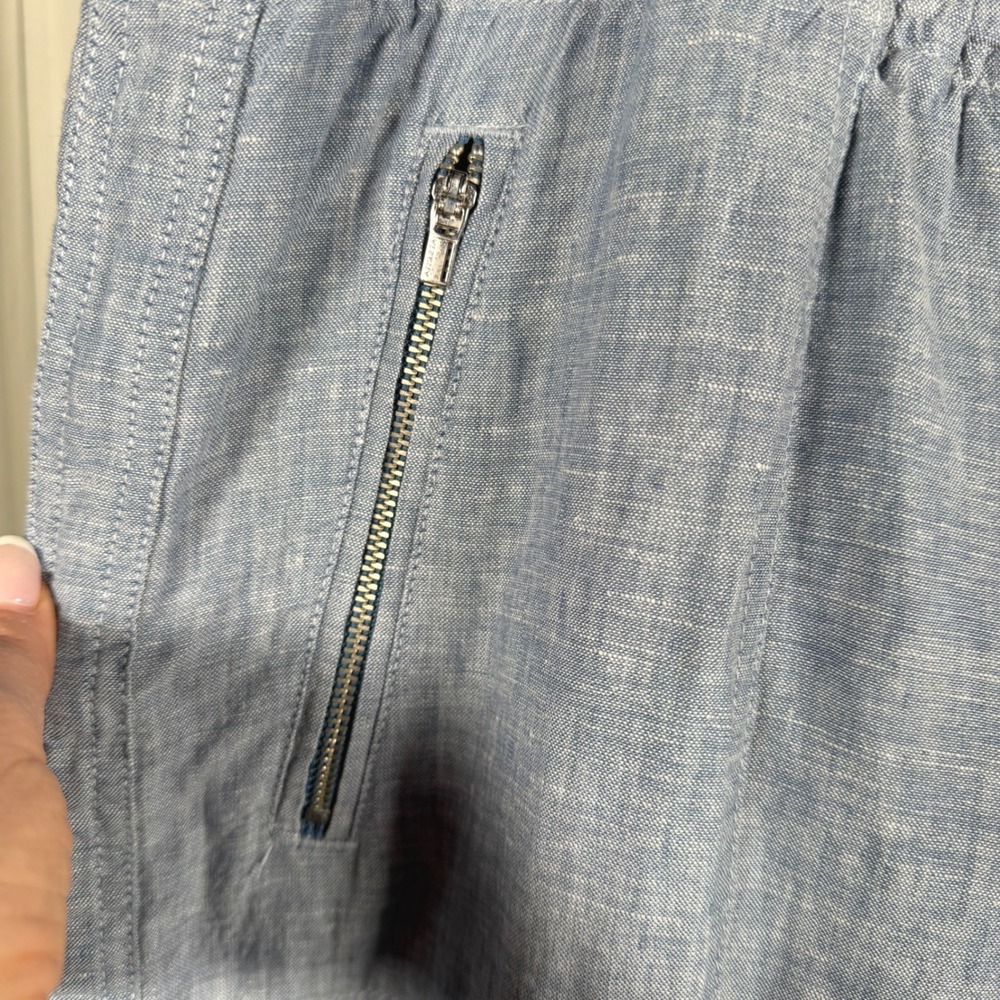 Athleta Cabo Linen Wide Leg Pants Light Blue Chambray Size 16 NWT SP22 - Picture 13 of 16
